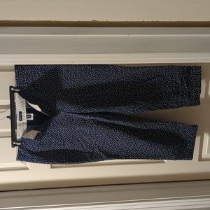 Lands' End Navy Polka Dot Cropped Pants